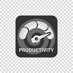 Productivity icon in flat style. Process strategy vector illustration on isolated background. Seo analytics sign business concept