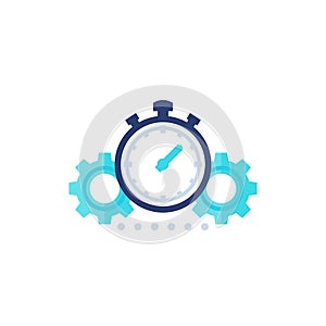 Productivity icon with stopwatch and gears