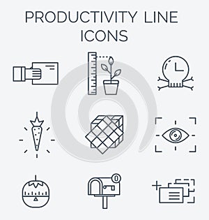 Productivity line icon set.