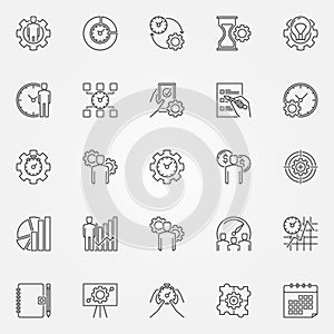 Productivity line icons set