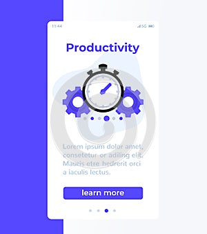 productivity mobile banner with vector icon