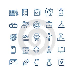 Productivity and time management vector thin line icons