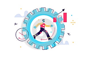 Productivity vector illustration. Job performance flat tiny