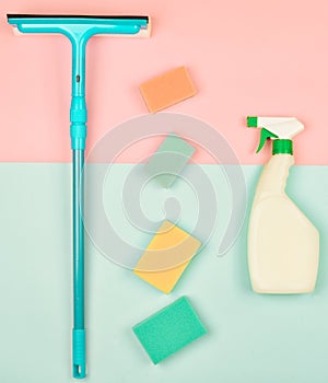 Products for cleaning glass windows.