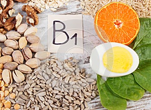Products containing vitamin B1, natural minerals and dietary fiber, healthy nutrition