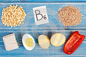 Products containing vitamin B6 and dietary fiber, healthy nutrition