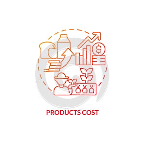 Products cost red gradient concept icon