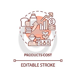 Products cost terracotta concept icon