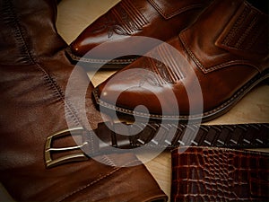 Products from a genuine leather, shoes, jacket, belt