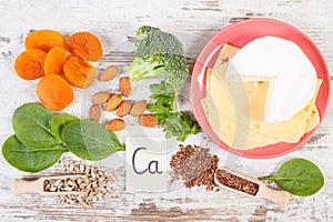 Products and ingredients containing calcium and dietary fiber, healthy nutrition