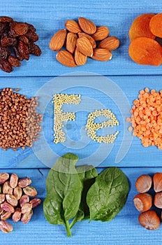 Products and ingredients containing iron and dietary fiber, healthy nutrition