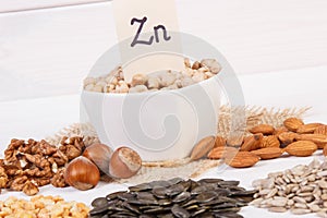 Products and ingredients containing zinc and dietary fiber, healthy nutrition