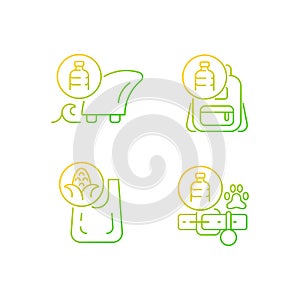 Products from recycled plastics gradient linear vector icons set