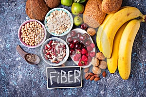 Products rich in fiber. Healthy diet food