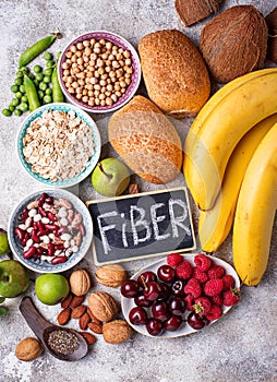 Products rich in fiber. Healthy diet food