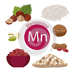 Products rich with manganese. A set of organic organic foods with a high mineral content