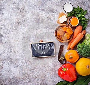 Healthy products rich in vitamin A