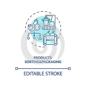 Products sorting and packaging concept icon