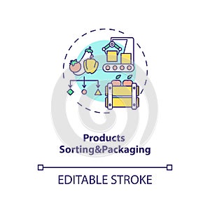 Products sorting and packaging concept icon