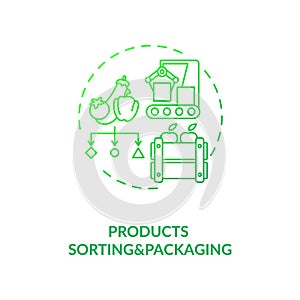 Products sorting and packaging concept icon