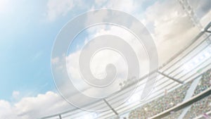 Profesional soccer stadium. Daytime stadium. Sport background. Fish eye. Sunny