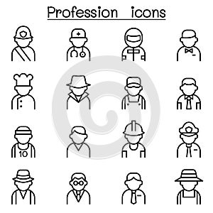 Profession & Career icon set in thin line style