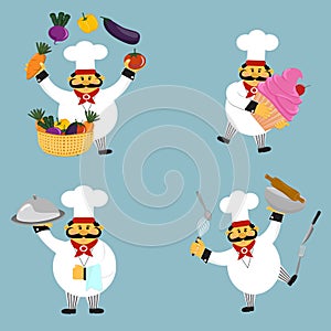 Profession chef in four variants. photo