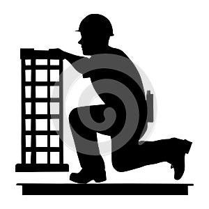 Profession of construction worker silhouette vector art work
