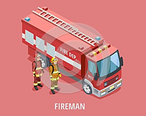 Profession Fireman Isometric Template