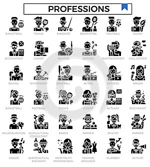 Profession glyph icon set. photo