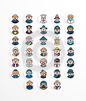 Profession icon pack lineal color style
