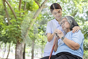 The profession of a nurse caring for the elderly due to facing mental conditions