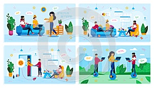 IT Profession Online Education Vector Concepts Set