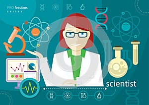 Profession scientist icon elements of laboratory