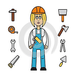 Profession set : builder woman