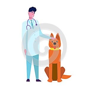 Profession veterinarian doctor character and animal.