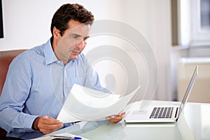 Professiona businessman looking at his documents