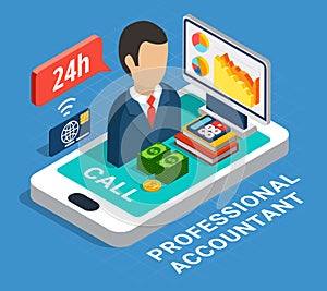 Professional Accountant Isometric Composition