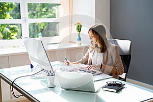 Professional Accountant Woman In Office Doing Accounting