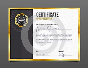 Professional achievement certificate. Template diploma with luxury and pattern.