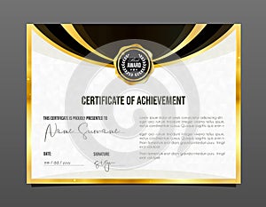 Professional achievement certificate. Template diploma with luxury and pattern.