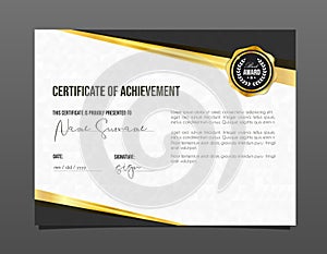 Professional achievement certificate. Template diploma with luxury and pattern.