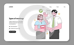 Professional agreement sealed with a handshake. Flat vector illustration