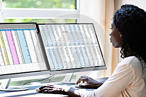 Professional Analyst Employee Using Spreadsheet Data