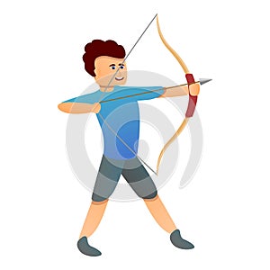 Professional archer icon, cartoon style