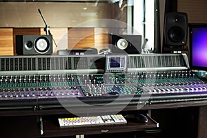 Professional audio equipment in studio