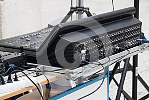 Professional audio mixing console.