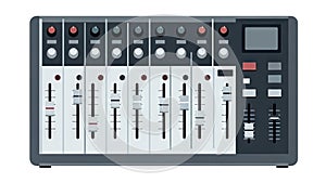 Professional Audio Mixing Console with Faders and Knobs