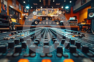 Professional Audio Mixing Console in Recording Studio for Sound Engineer or Music Producer