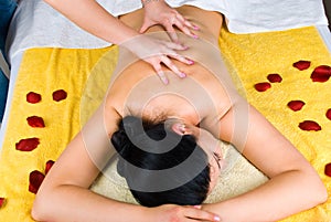 Professional back massage woman